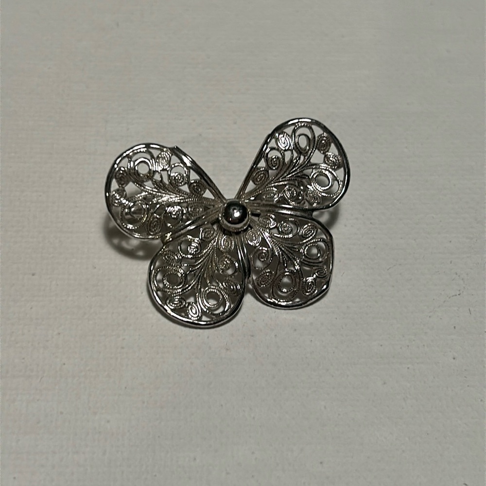 Vintage EMMONS Small Butterfly Pin, Silver Tone Metal, Nicely Detailed